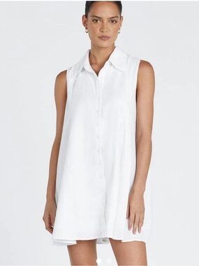 DISSH White Sleeveless Shirt Mini Dress